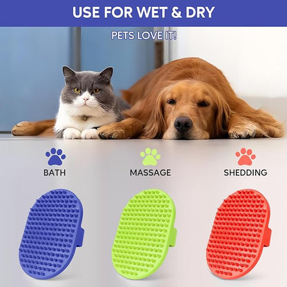 Dog bath brush, ROPO rubber massage dog shampoo brush, used for pet grooming, removing shedding fur, combing tangles and dead fur, suitable for pet dogs and cats (blue)