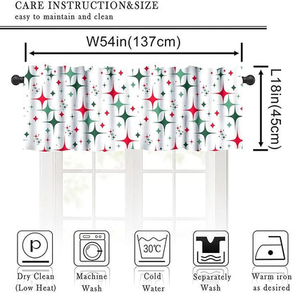 Mid Century Curtain Valance, 1950S 60S Christmas Design Retro Abstract Geometric Vintage Classic Window Valance Curtains for Farmhouse Bedroom Living Room Kitchen 54x18inch