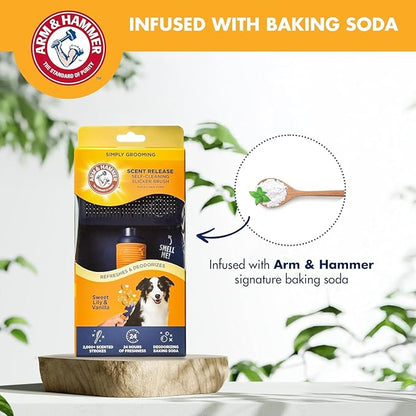Arm & Hammer Deodorizing Slicker Brush for Dogs with Fragrance Transfer Technology – Scented Self-cleaning Dog Brush - Dog Grooming Brush for Shedding, Sweet Lily & Vanilla Scent - 2 Pack