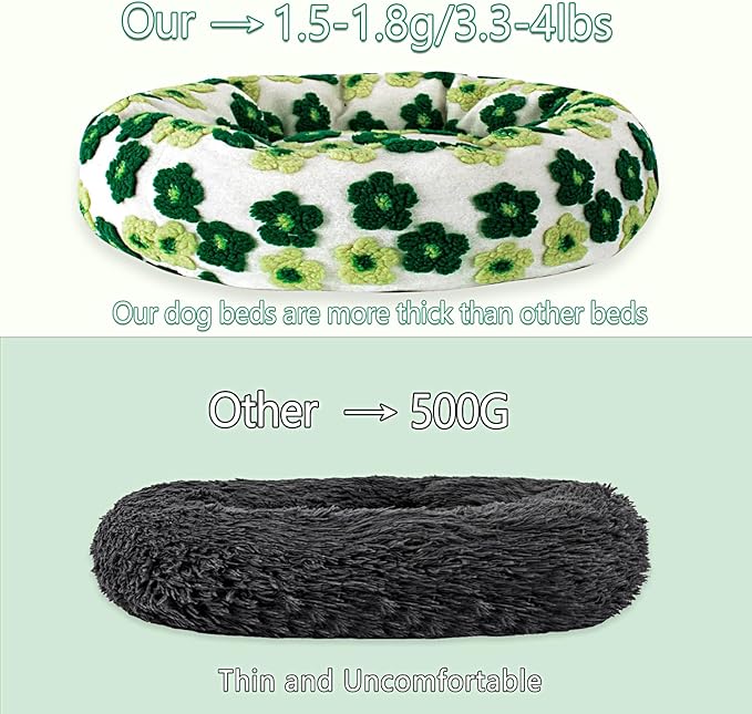 31 Inch Calming Dog Bed for Medium Dogs, Round Anti-Anxiety Warm Bed, Soft Cozy Anti-Slip Donut Washable Pet Bed, Fits up to 50 lbs Pets