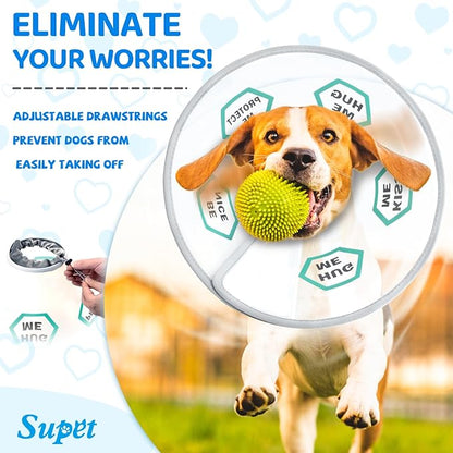 Supet Dog Cone Collar After Surgery to Stop Licking: Adjustable Recovery Elizabeth Collar Alternative for Large Medium Small Dogs, Plastic Pet Head Neck Cone (XS)