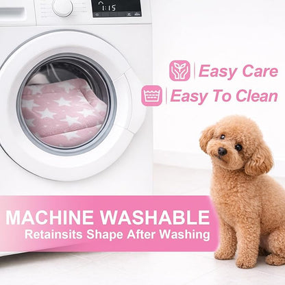Washable Dog Bed Mat With Anti-Slip Bottom, Deluxe Plush Memory Foam Crate Pad & Waterproof Outdoor Kennel Mat For Dogs & Cats-Durable Crates Beds, Large Medium Small Puppy Size 36" x 24",pink