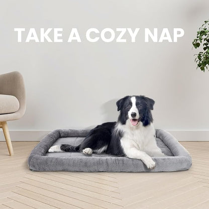 Patas Lague Bolster Dog Bed for Medium Dogs 30''x20'', Soft Warm Foam Pet Sofa Bed, Machine Washable Pet Cat Crate Mat for Medium Breeds, Grey