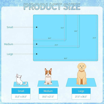 NACOCO Summer Pet Cooling Mat - Cat Dog Cushion Pad Sleeping Cool Snowflake Comfortable Soft for Pets Kids and Adults (Blue Snowflake, L)