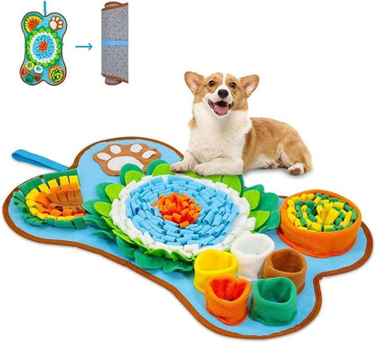 ORIA Snuffle Mat for Dogs, 25x17'' Interactive Slow Feeder Mat with Mental Stimulation for Boredom, Anxiety Relief, Dog Puzzle Toy & Treats Hunting Game for Small Medium Dogs