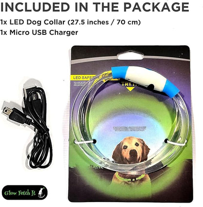 (2 Pack) 360 LED Light Up Dog Collar Rechargeable 3 Modes Pet Safety Lights Necklace for Night Walking TPU Reusable Universal Adjustable Cut to Fit Small, Med, Large (2 Pack Pink+Blue)