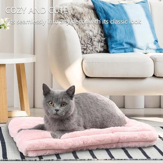 Extra Small Dog Crate Pad 18 x 12 Dog Beds for Tiny Dogs Deluxe Corduroy Fleece Fluffy Comfy Kennel Pad Washable Cute Flat Cat Bed Mat Pink Pet Sleeping Cushion for Mini Small Puppy Breeds XS