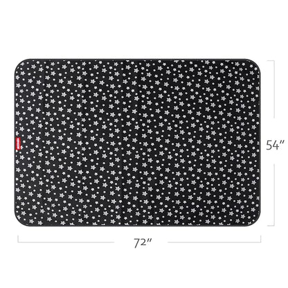 Large Splat Mat 54”x 72”Extra Large Waterproof Floor Mat with Non Slip Bottom, Baby Art Mat for Craft/Playtime/Mealtime on Table, Washable Portable Picnic Mat - Black Star, 4.5ft x 6ft