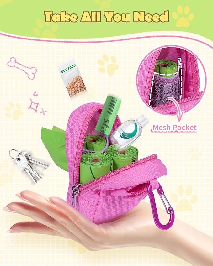 Dog Poop Bag Holder for Various Leashes,Hands Free Dog Bags Holder with Hook loop/Carabiner Clip,Bags Rolls Holder-Large Capacity,Dogs Walking,EXCLUDED