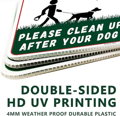Clean UP After Your Dog Signs, 2-Pack 12.6"x 9.4" Double-Sided H-Stake Metal Stakes Smile Your on Camera Signs, Corrugated Plastic