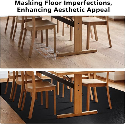 Vinyl Floor Mat for Home, Black Waterproof Area Mat for Under Dining Room Table, Sturdy Plastic Rug Protector for Kitchen, Living Room, Yard, Garage, Large Baby Play Mat (6'×9')