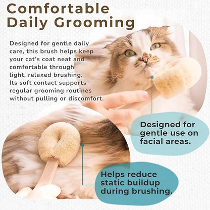 Cat Brush for Indoor Cats – Soft Gentle Natural Sisal Cat Grooming Brush & Cat Massage Brush, Collects Loose Surface Fur (Not a Heavy Deshedding Tool), Handmade in Japan (Type-A)