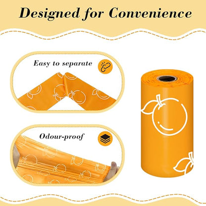 Citrus Scented Dog Poop Bags - 360 counts Orange Pet Waste Bags with Dispensers, Extra Large 13x9 Inch Leak-Proof Fragrance Bags for Dogs Walking and Cat Litter