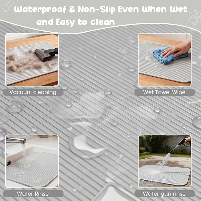 Dog Grooming Table Mat Pad Non Slip，Silicone Durable Premium Non-Slip Dog Bath Mat，Slip Mat - Bathing Mat for Pets，22.45inchX15.75inch (Grey)