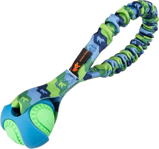 Tug-E-Nuff Pocket PowerBall Bungee | Shock Absorbing Bungee Handle | Durable Ball Toy for Dogs | Ideal for Interactive Dog Training and Dogs of All Ages | 23 cm (9 inches) in Size