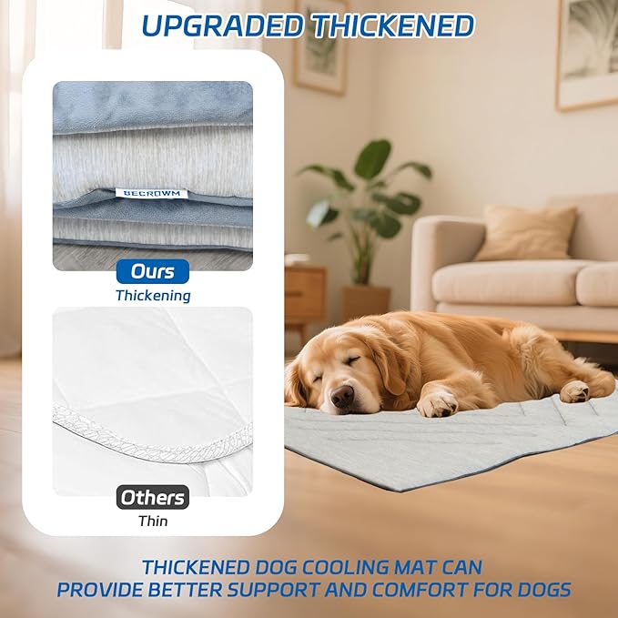 Dog Cooling Mat Self Coolings Foldable Cooling Pad for Dog in Summer Coolings Mat for Dogs and Cats Machine Washable (Rectangle,Gray, Large-48 L x 28" W)