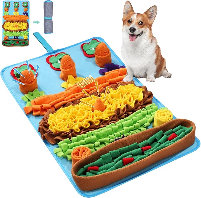 ORIA 32''x20'' Snuffle Mat for Dogs, Interactive Dog Puzzle Toy to Keep Them Busy, Encourages Natural Foraging Skills and Stress Relief, Slow Feeding Mat for Small Medium Large Dogs Cats Rabbits