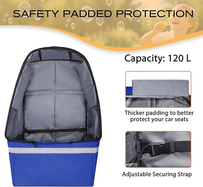LARIPOP Car Seat Travel Bag for Airplane Gate Check Approved, Padded Backpack with Adjustable Straps, Reflective Strips & Protective Feet for Infant Convertible Booster Seats, Blue