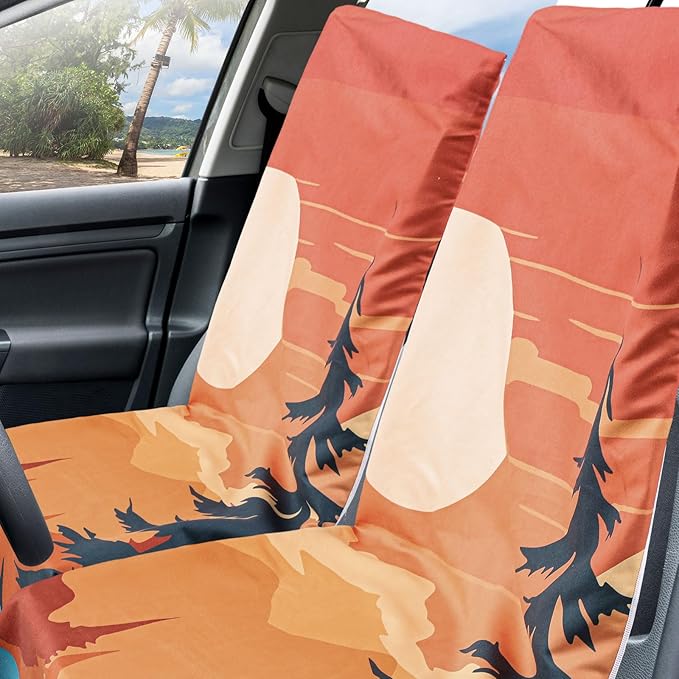 2 Pack Car Seat Towel Cover and Athletic Running Towel with Storage Bags, Sweat Washable Gym Seat Protector Non Slip for Dog Pet Workout Running Outdoor Sport Activities(Sedona)