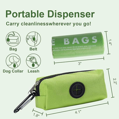 Dog Poop Bags with Handles 4 Rolls, 48 Counts Pine Scented Dog Waste Bags with Dispenser, Leak Proof and Extra Thick, Easy-Tie Pet Poop Bags with Holder for Dogs, Puppies, Cats, Kitten
