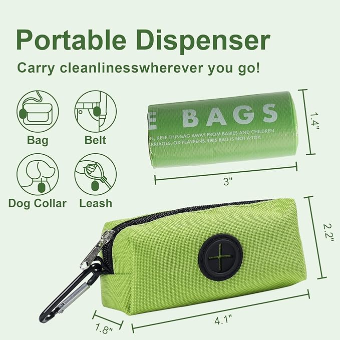 Dog Poop Bags with Handles 10 Rolls, 120 Counts Pine Scented Dog Waste Bags with Dispenser, Leak Proof and Extra Thick, Easy-Tie Pet Poop Bags with Holder for Dogs, Puppies, Cats, Kitten