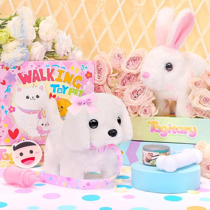 Tagitary Plush Toys Interactive Puppy Toy for Kids,Electronic Toy Dog That Walk and Bark,Tail Wagging, Fake Dog Toy with Leash,Perfect Easter Christmas Birthday Gift for Kids Toddlers
