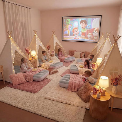 wilwolfer Kids Teepee Tent for Girls or Boys with Carry Case, Foldable Play Tent for Toddler Suit for Indoor and Outdoor Play, Protable Kids Playhouse Children Tent(Mat not Included)