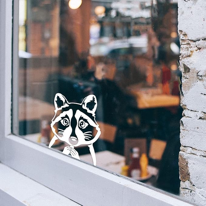WIRESTER 6 inch Clear Vinyl Decal Sticker Decoration for Car Window (Or Any Flat Surface) - Common Raccoon