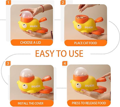 Cat & Small Dog Interactive Treat Dispenser Toy, 2-in-1 Duck Shaped Slow Feeder, Mentally Stimulating Puzzle Toy, Reduces Bloating Anti-Gulping for Indoor Pets