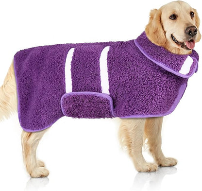 Dog Bathrobe Super Absorbent Dog Towels Large Quick Drying Robes for After Bath Soft Adjustable Warm Keeping Dogs Towel(S-XXL)