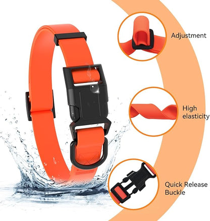 Waterproof Dog Collar, Easy to Clean Rubber Dog Collars with Quick Release Buckle Fits Small Medium or Large Dogs (Orange, M < 11.8-18.5 inch)