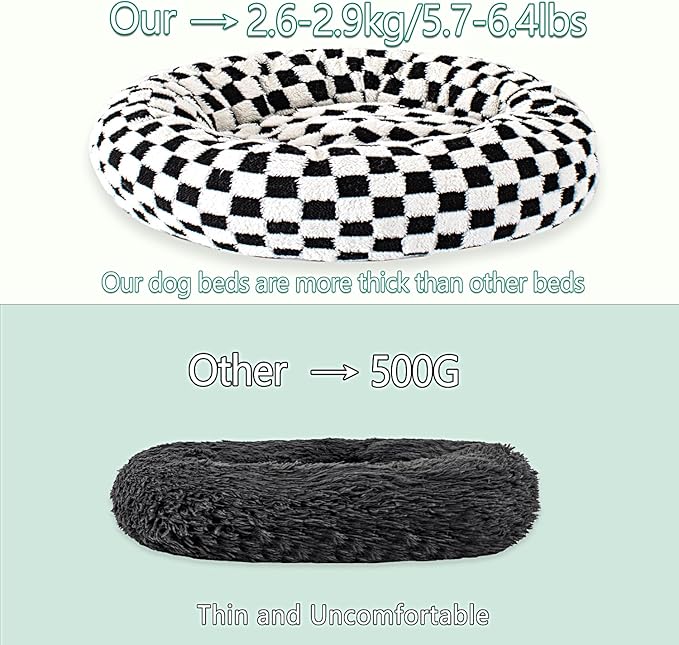 39 Inch Calming Dog Bed for Large Dogs, Round Anti-Anxiety Warm Bed, Soft Cozy Anti-Slip Donut Washable Pet Bed, Fits up to 100 lbs Pets