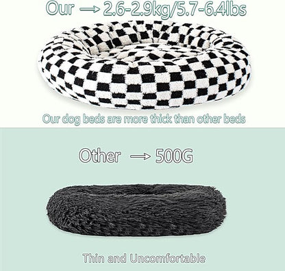 39 Inch Calming Dog Bed for Large Dogs, Round Anti-Anxiety Warm Bed, Soft Cozy Anti-Slip Donut Washable Pet Bed, Fits up to 100 lbs Pets