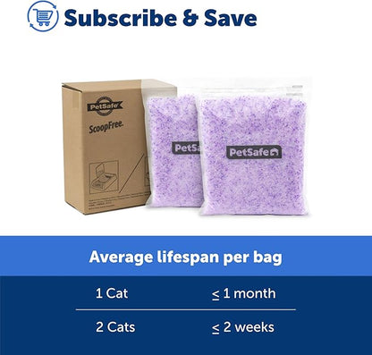 PetSafe ScoopFree Premium Crystal Cat Litter - Outperforms Clay Litter - Refill Packs - Reusable Tray Compatible - Lavender Scent - 4.3 lb Bags - 2 Pack