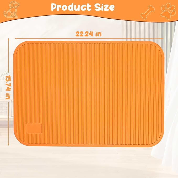 Dog Grooming Table Mat Pad Non Slip，Silicone Durable Premium Non-Slip Dog Bath Mat，Slip Mat - Bathing Mat for Pets，22.45inchX15.75inch (Orange)