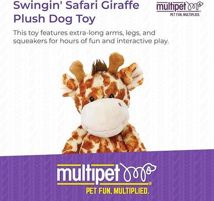 Multipet Swingin Safari Giraffe Dog Plush Toy - Squeaky Toys for All Dogs - Extra Soft Plush - for Cuddling & Playing - Cute Dog Pet Toy (19", 5 Squeakers)