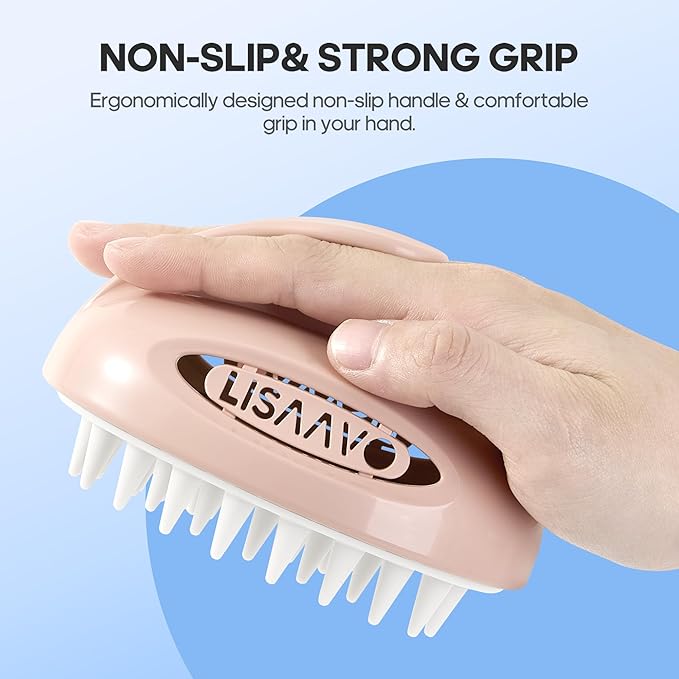 Pet Grooming Brush for Long & Short Hair Dogs Cats,Multi-purpose silicone massage & bath brush for pets,promotes shiny coats,Pink