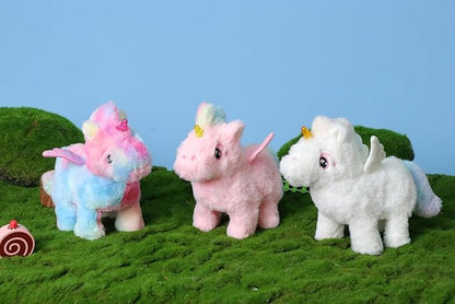 Hopearl Walking Unicorn with Glowing Horn Interactive Electronic Pet Plush Unicorn Toy with Sounds and Movements Animated Gift for Toddlers Birthday, Rainbow, 7''