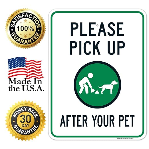 Clean Up After Your Dog Sign, Please Pick Up After Your Pet Sign, 18x24 Inches, 55 mil Thick HDPS (high Density polystyrene), Made in USA