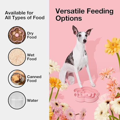 VETRESKA Slow Feeder Dog Bowls, Silicone Dog Puzzle Bowl for Healthy Eating, Puppy Slow Feeder Bowl Anti-Choking, Flower Bowls Ideal for Large Breed/Medium/Small Dogs & Cat
