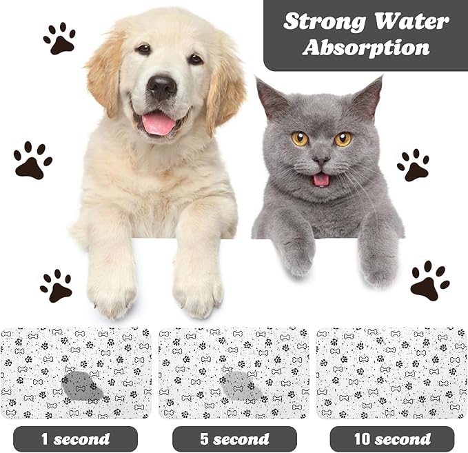 Dog Food Mats,Cat Absorbent Water Bowl Feeding Mats Pet Placemats for Food and Water Spot 12 * 20 inch