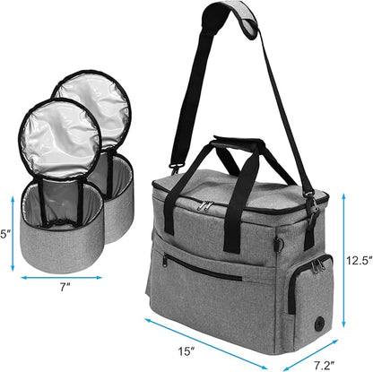 MYDAYS Dog Travel Bag, Pet Luggage Suitcase, Weekend Tote Carrier with Collapsible Bowl (Gray)