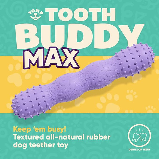 Yomp ToothBuddy MAX Dog Dental Chew Toy – Teething and Chewing Toy for Soft and Medium Chewers – Pet-Safe, Non-Toxic, All-Natural Rubber Dog Bone Toy