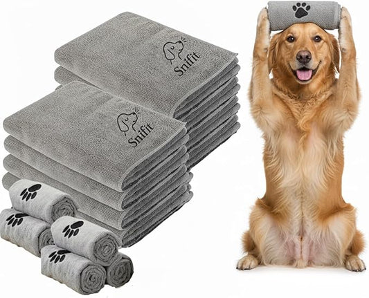 Dog Towel Keeps Your Pet Cozy After Every Use – Microfiber Towels for Drying Dogs & Cats - Quick & Efficient Grooming Gray Towel for Outdoor Play - Gently Dries Your Pet’s Fur 23.6X39.4in l Large 3PK