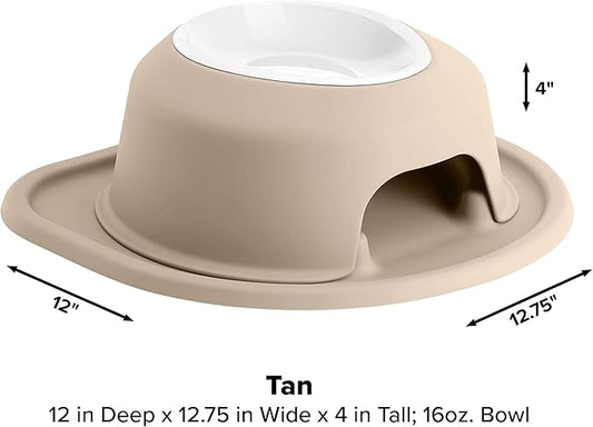 WeatherTech Single High Pet Feeding System w/Plastic Dog/Cat Bowls - 4" High Stand Tan (PSH1604TNTN)