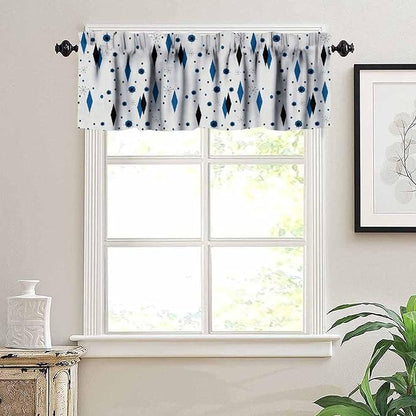 Mid Century Valance Curtains, Retro Atomic Starburst Vintage Modern Abstract Geometric Pattern 1950s Window Curtain Valance for Bedroom Living Room Kitchen 54x18inch