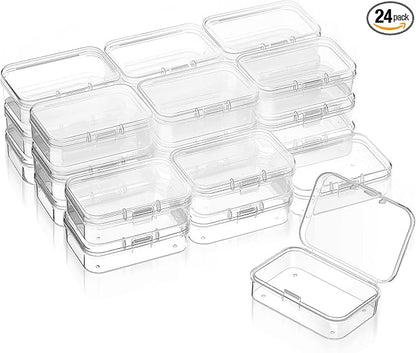 SATINIOR 24 Packs Small Clear Plastic Beads Storage Containers Box with Hinged Lid for Storage of Small Items, Crafts, Jewelry, Hardware(2.5 x 1.7 x 0.8 Inches)