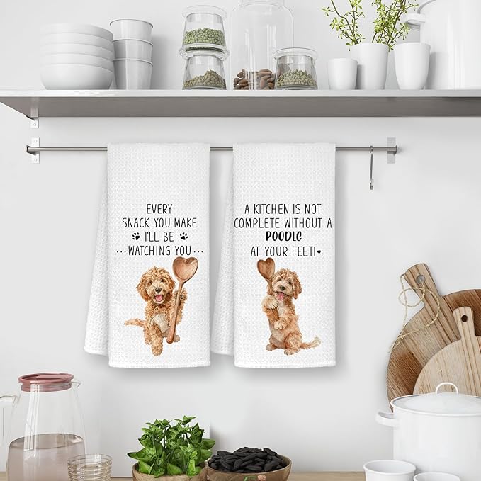Funny Goldendoodle Kitchen Bathroom Towels,Goldendoodle Gifts for Women Dish Tea Towels, Mom Gifts Decorative Hand Towels for Kitchen for Home Shelf Counter,16x24 Set of 2