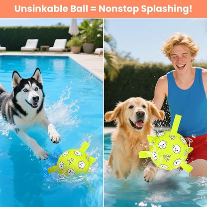 Dog Soccer Ball, Durable Dog Soccer Ball with Straps, Water Fetch Toys, Dog Toys Outdoor, Fun Puppy Birthday Gift for Small & Medium Dogs, 6 Inch