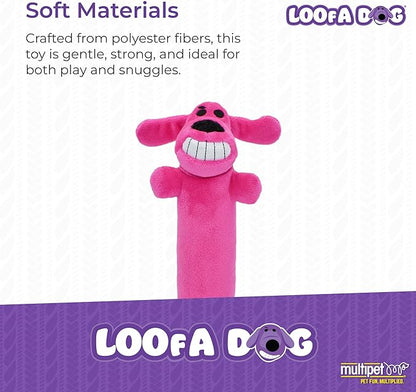 Multipet Original Loofa Dog Plush Toy - Squeaky Toy for All Dogs - Extra Soft Plush - Stuffed Animal Dog Toys for Playing - Cute Dog Pet Toy (1 Count, 12”, Random Color Surprise)
